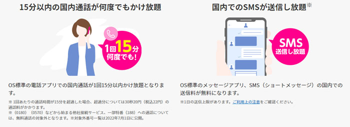 15分（標準）通話かけ放題